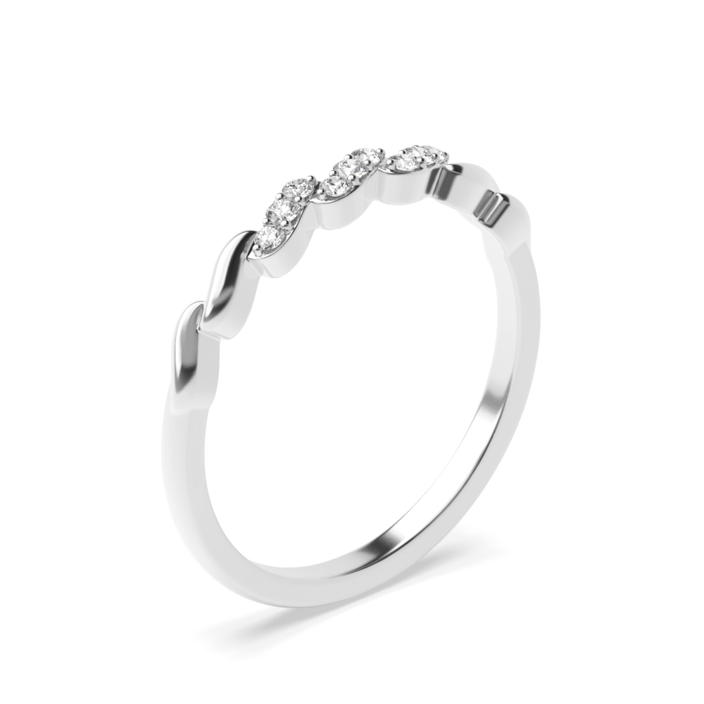 Round Shape Cross Bar Half Diamond Eternity Designer Ring (2.50mm)