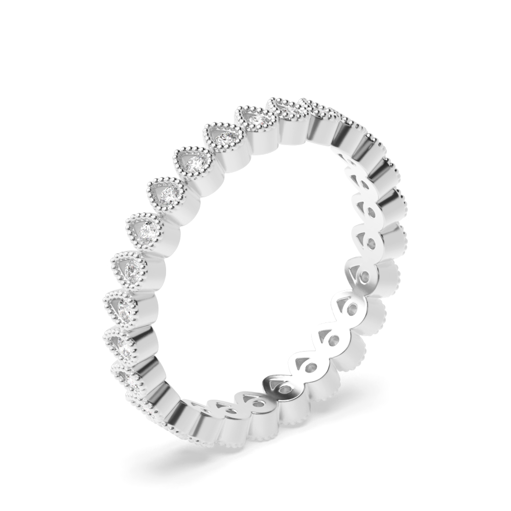 Round Shape Miligrain Drop Shape Full Diamond Eternity Stackable Ring (3.00mm)