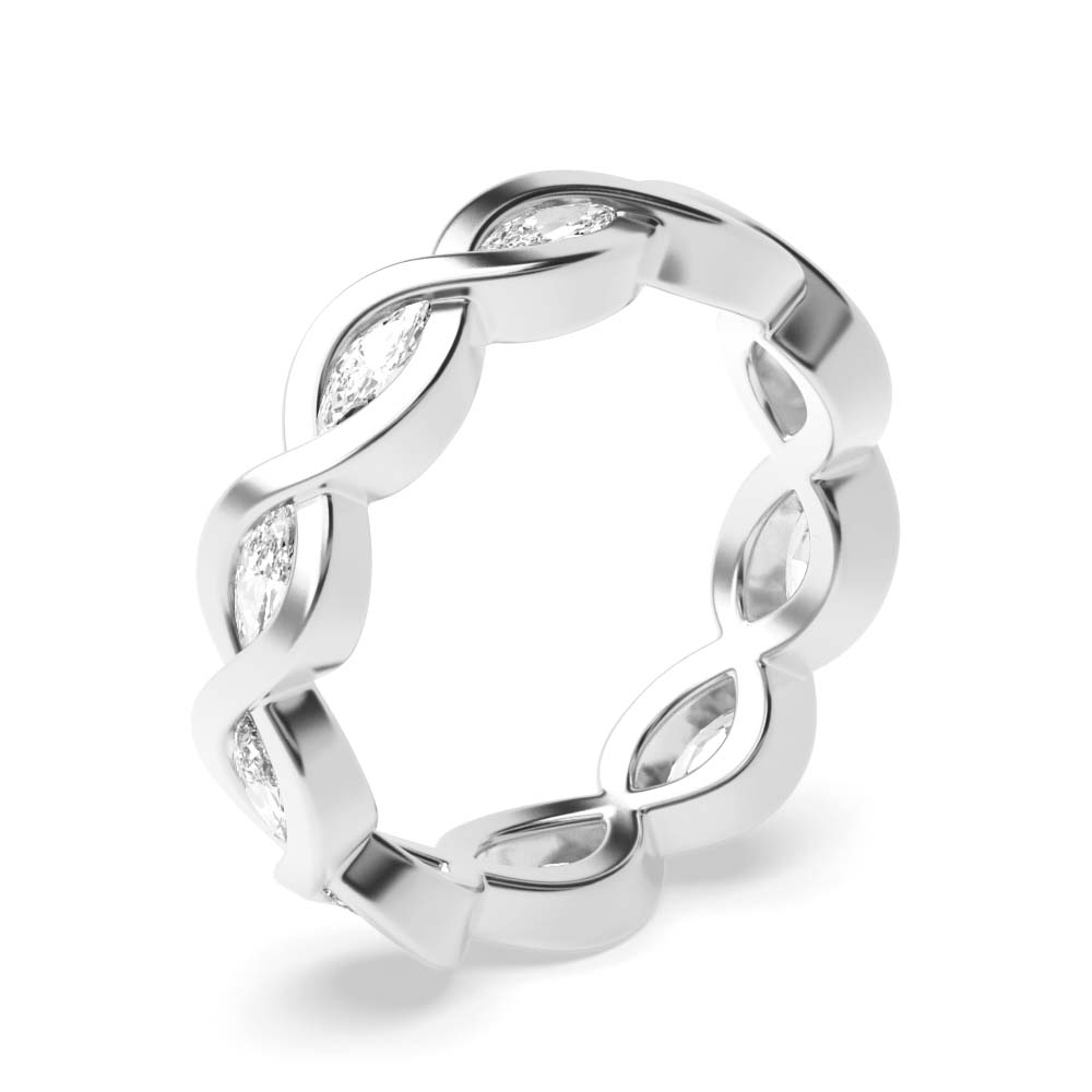 Channel Setting Marquise Shape Cross Over Full Diamond Eternity Ring (4.90mm)