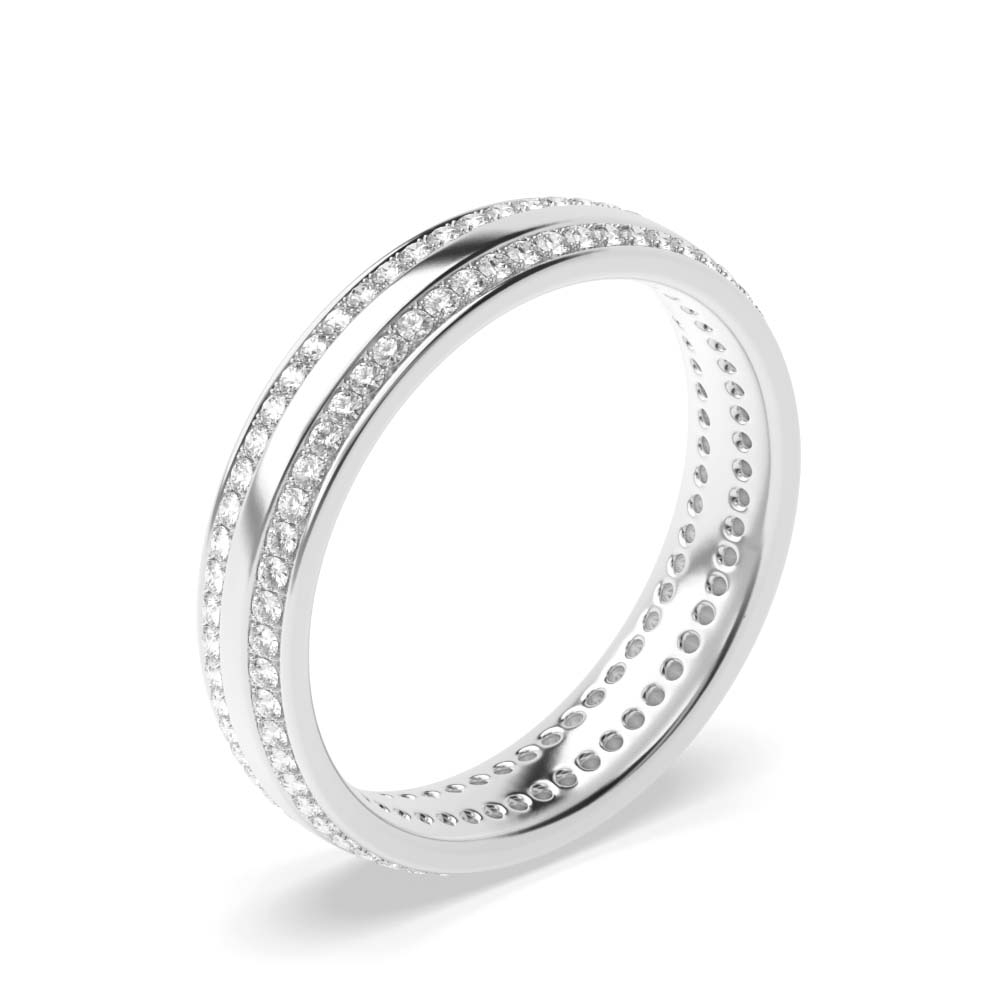 Pave Setting Round Shape 2 Row Full Eternity Diamond Wedding Band (4.30mm)