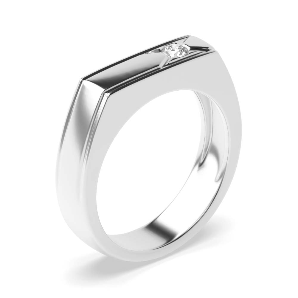 Flat Top prong setting round Lab Grown Diamond mens Ring