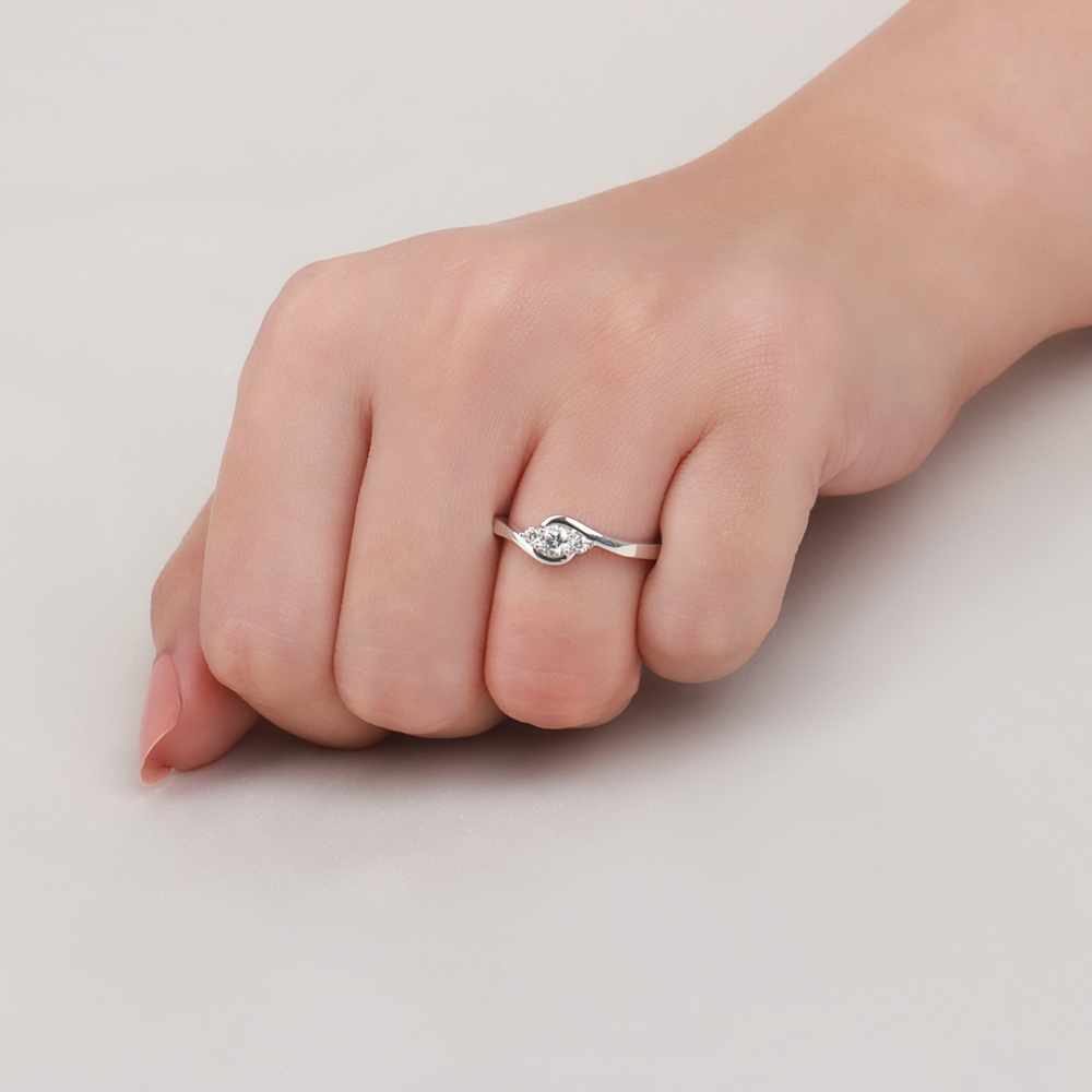 4 Prong Round Minimalist Lab Grown Three Stone Diamond Ring