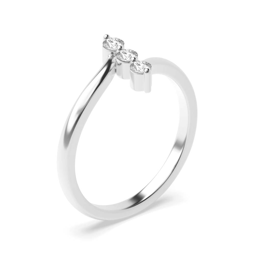 Round 4 Prong Vertical Line Trilogy Diamond Engagement Ring