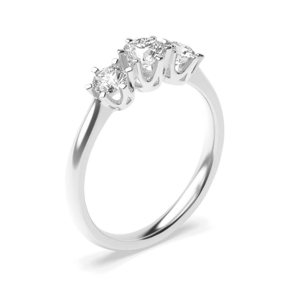 prong setting round Moissanite trilogy ring