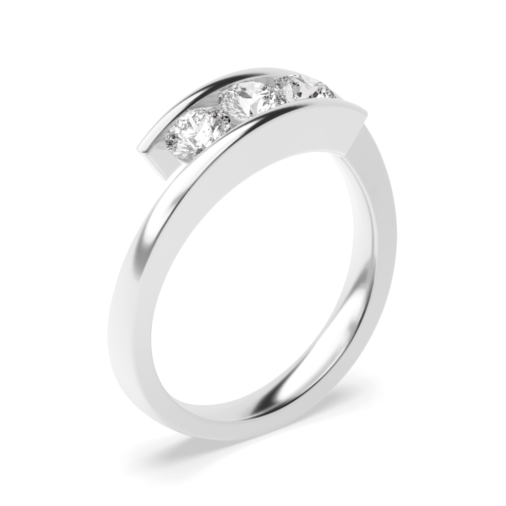 channel setting 3 round Moissanite trilogy ring