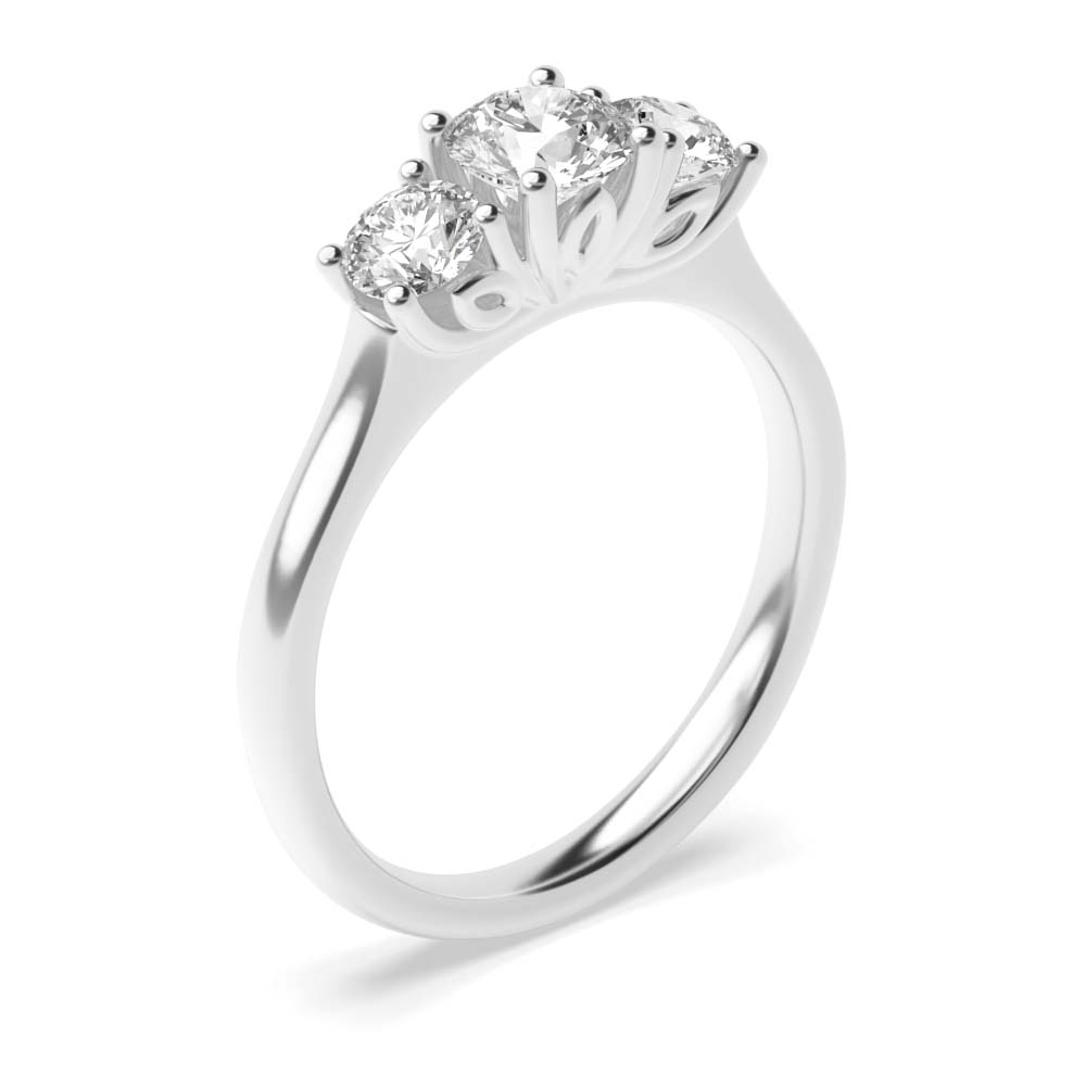 prong setting round Moissanite trilogy ring
