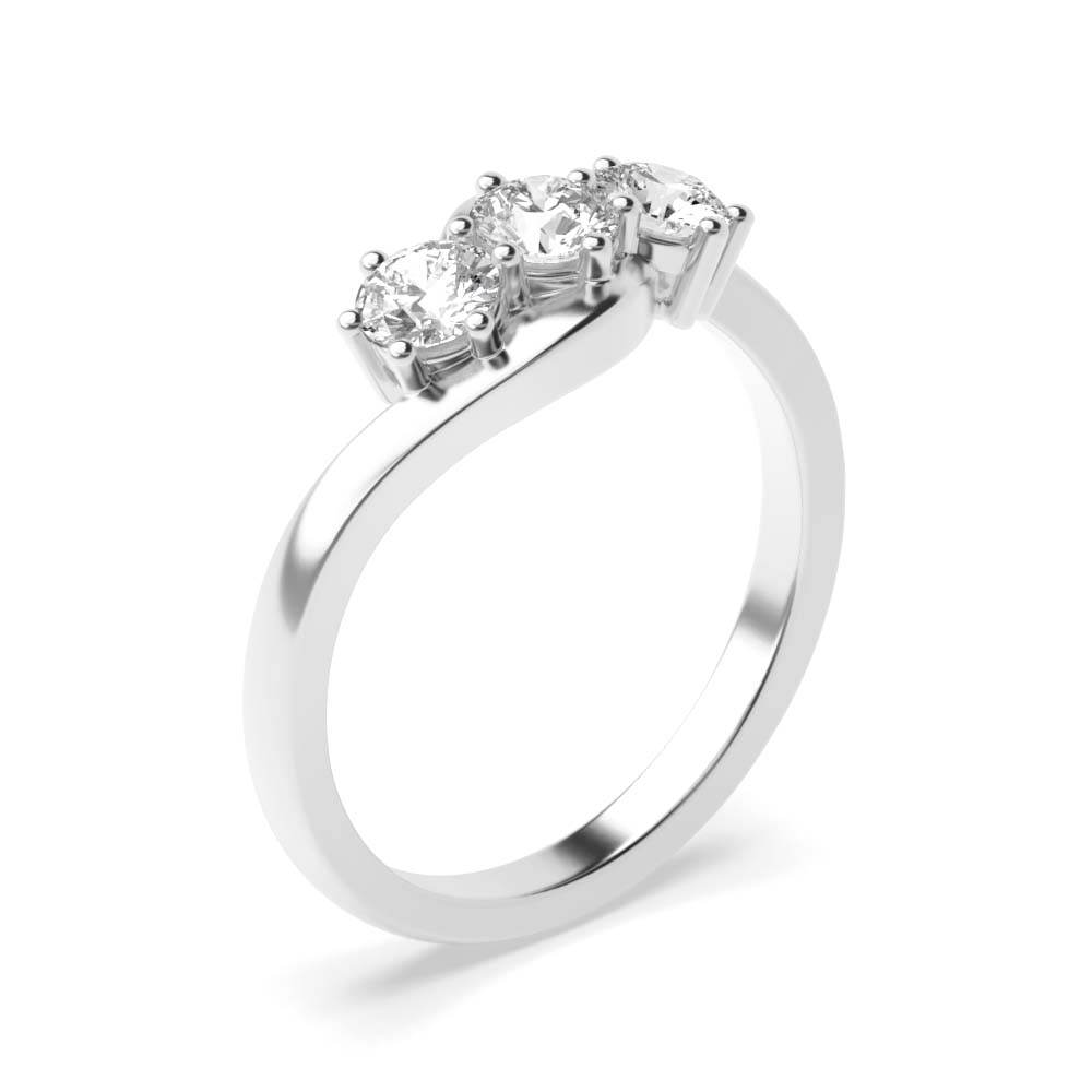 prong setting round diamond trilogy ring