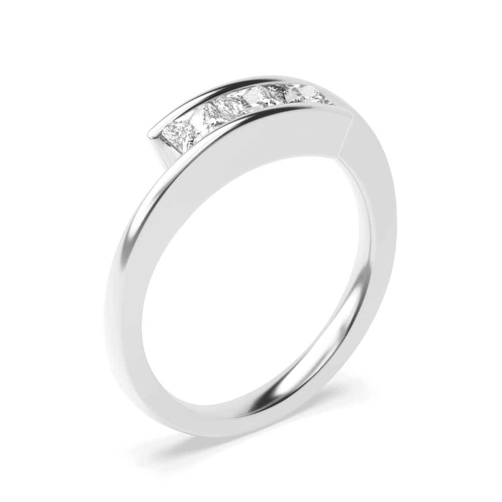 channel setting princess Moissanite trilogy ring