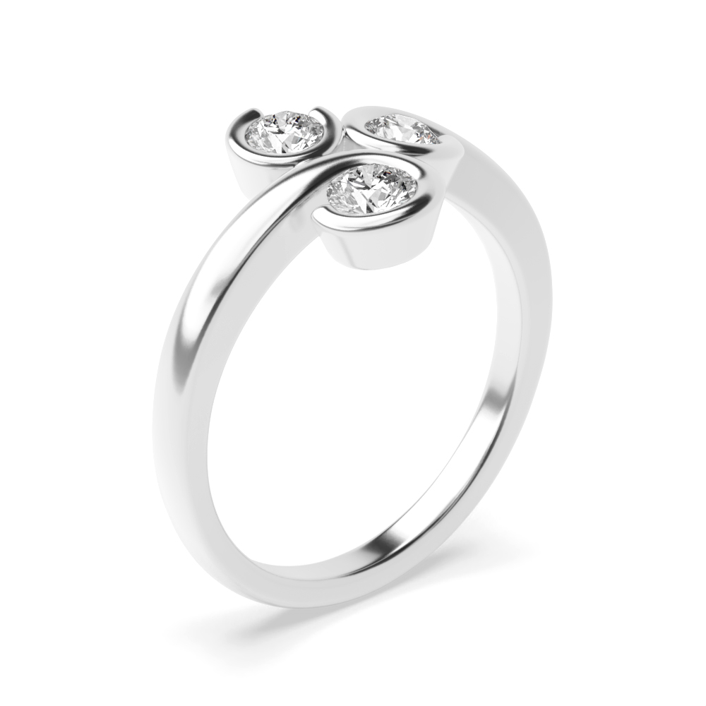 channel setting round shape Moissanite trilogy ring