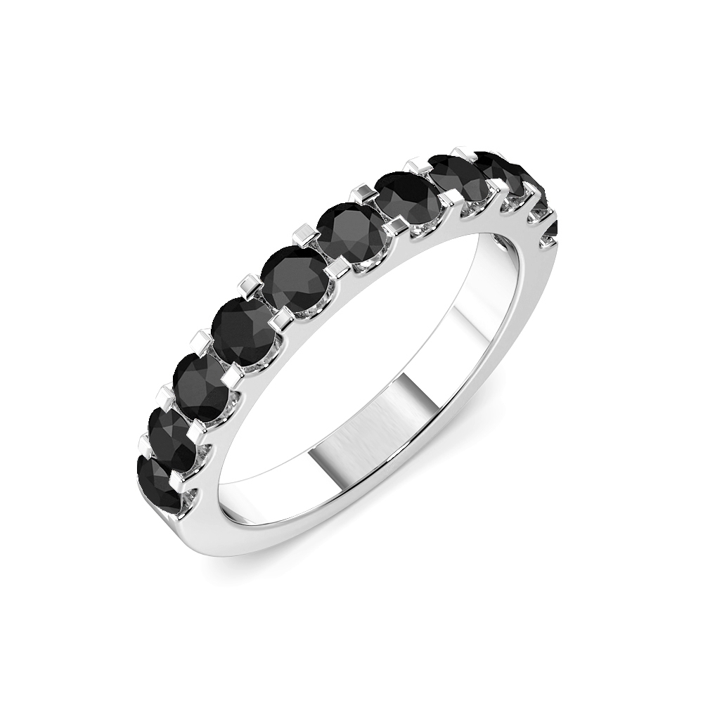 Half Eternity 4 Prong Round Black Diamond Ring | Abelini.Com