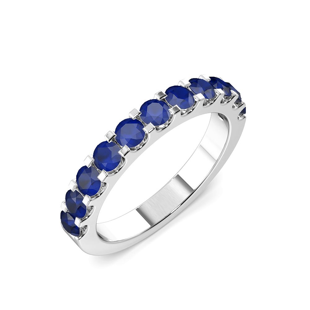 Half Eternity 4 Prong Round Sapphire Ring (2.0mm-3.0mm)