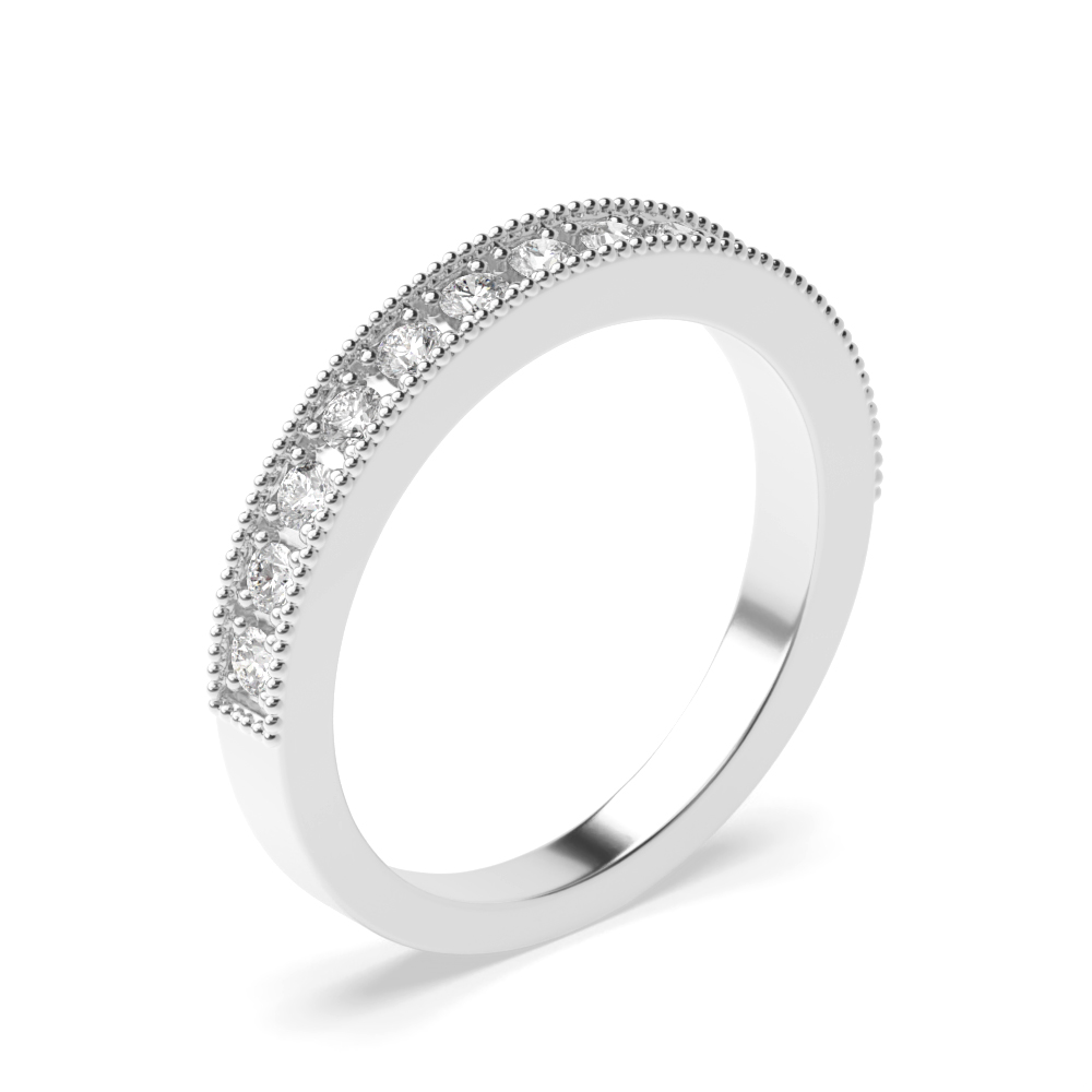 2.0mm to 3.0mm - Half Eternity Miligrain Pave Setting Round Diamond Ring