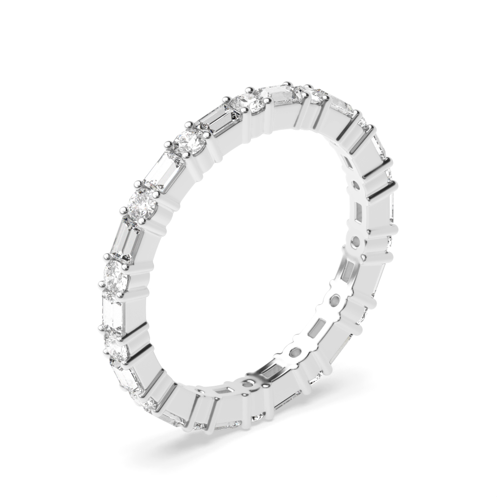 2.2mm Prong Setting Round/Baguette Full Eternity Moissanite Ring