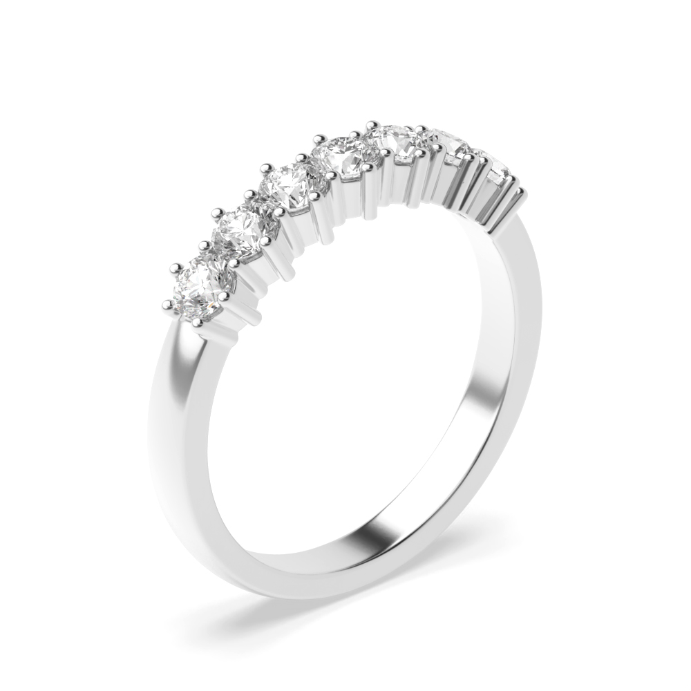 6 Prong Round Shape Diamond 7 Stone Ring