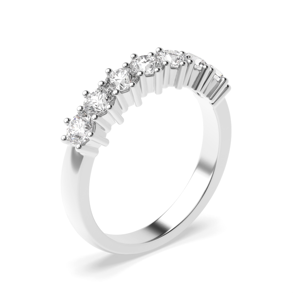 6 Prong Round Shape Moissanite 7 Stone Ring