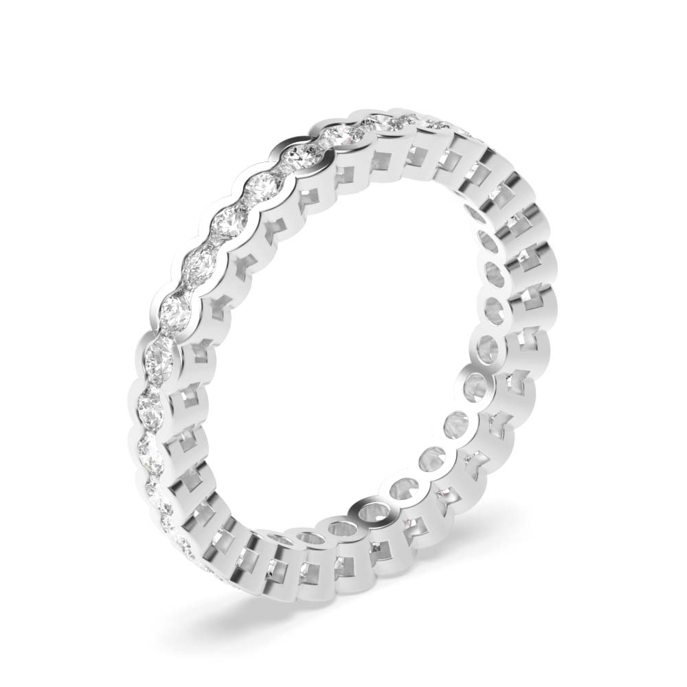 Round Shape Half Bezel Full Eternity Diamond Wedding Band (2.00mm - 3.00mm)