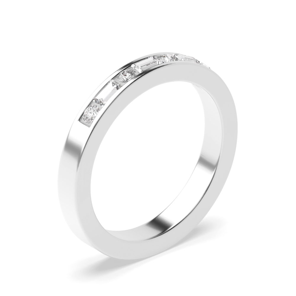 Round and Baguette Shape Unique Half Diamond Eternity Ring (2.00mm - 3.00mm)