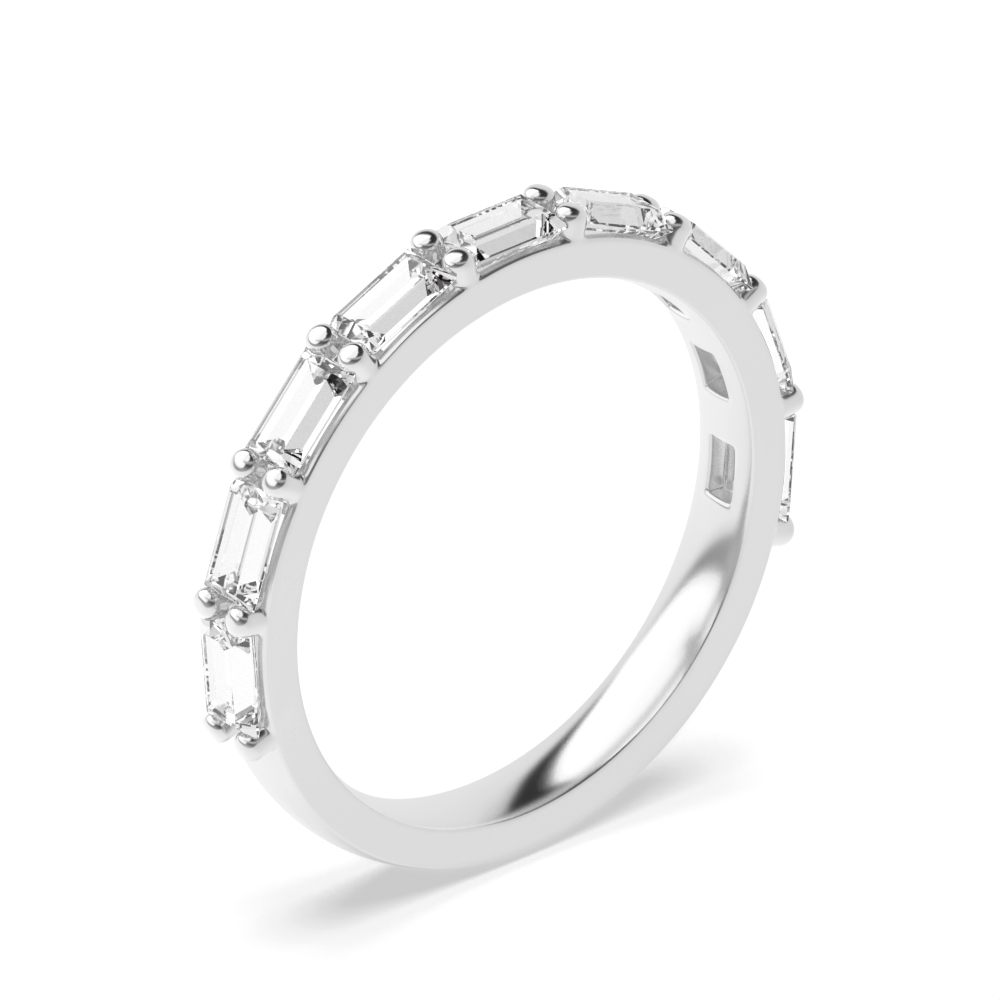 Horizontal Set Baguette Half Moissanite Eternity Ring (1.50mm - 5.00mm)