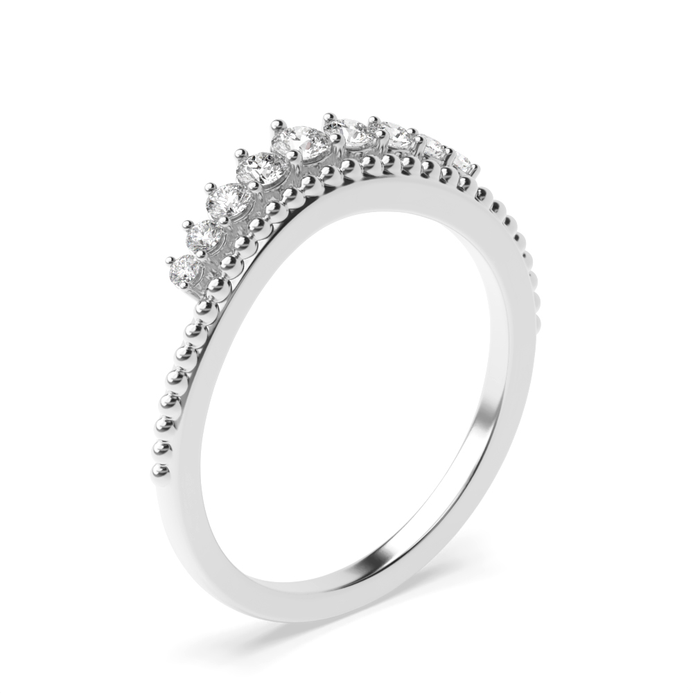 Round Shape Crown Style Half Diamond Eternity Designer Ring (4.00mm)