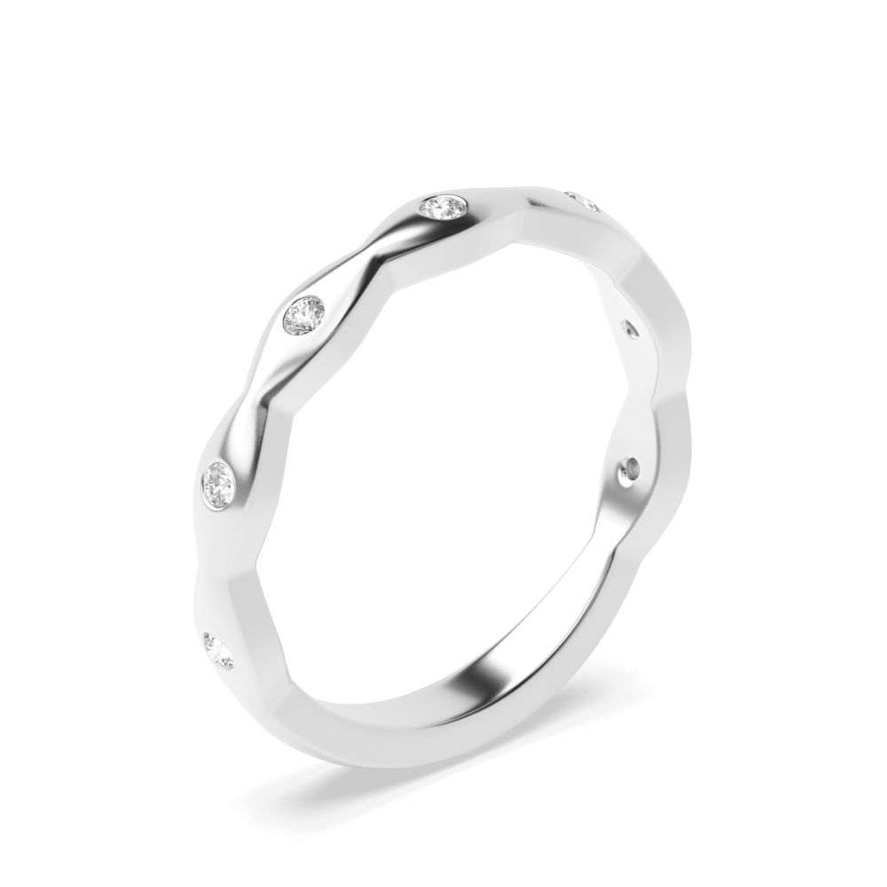 bezel setting round Lab Grown Diamond modern wave half eternity ring