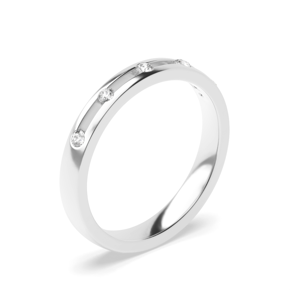 Channel Setting Round Shape 5 Diamond Wedding Ring (3.00mm)