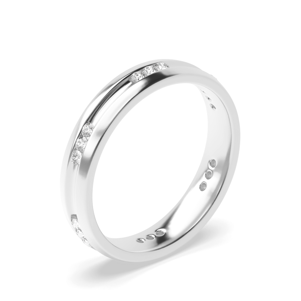 Channel Setting Round Shape Trilogy Cluster Diamond Wedding Ring (4.00mm)
