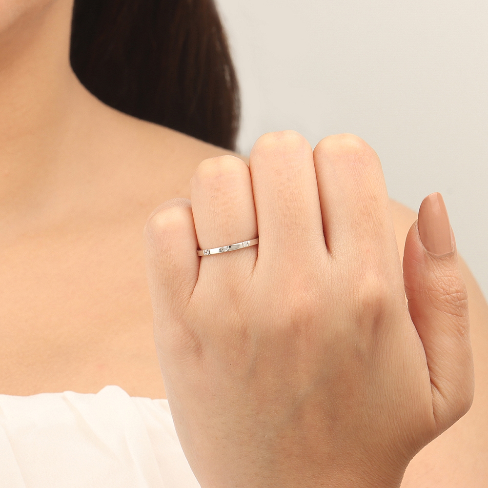 Channel Setting Round White Gold Delicate Band Diamond Rings