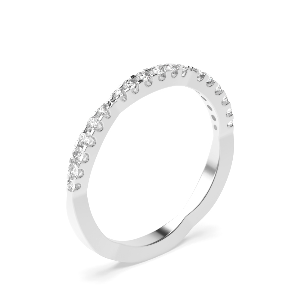 Pave Setting Round Shape Wavy Half Diamond Eternity Ring (1.60mm)
