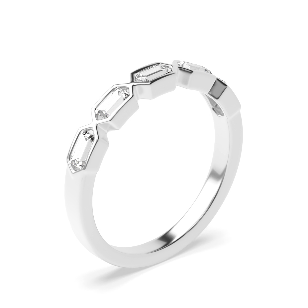 Channel Setting Emerald Shape Designer Half Diamond Eternity Ring (3.00mm)