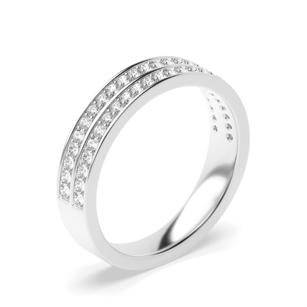 Pave Setting Round Shape 2 Row Full Diamond Eternity Ring (4.50mm)