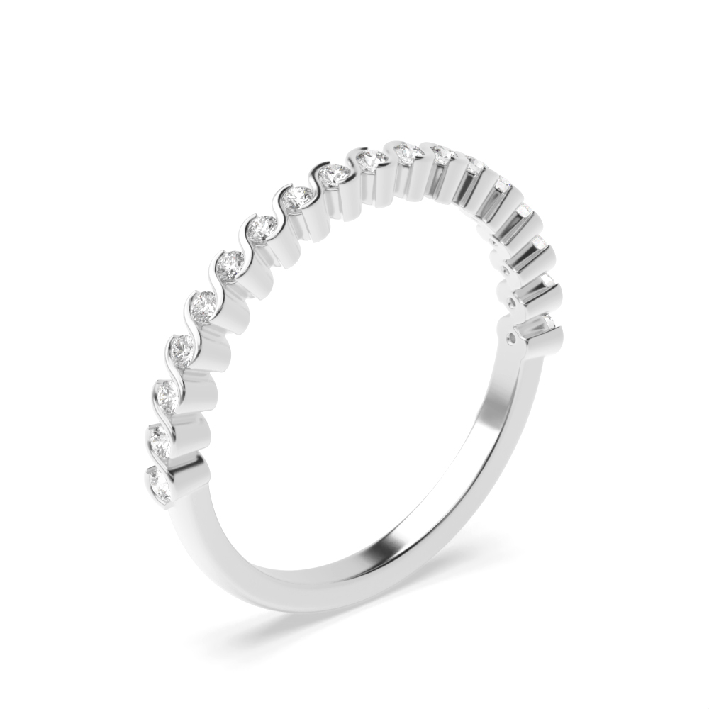 Pave Setting Round Shape S-Link Delicate Half Diamond Eternity Ring (1.90mm)