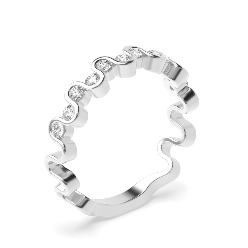 Channel Setting Round Shape Designer Wave Half Diamond Eternity Ring (3.70mm)