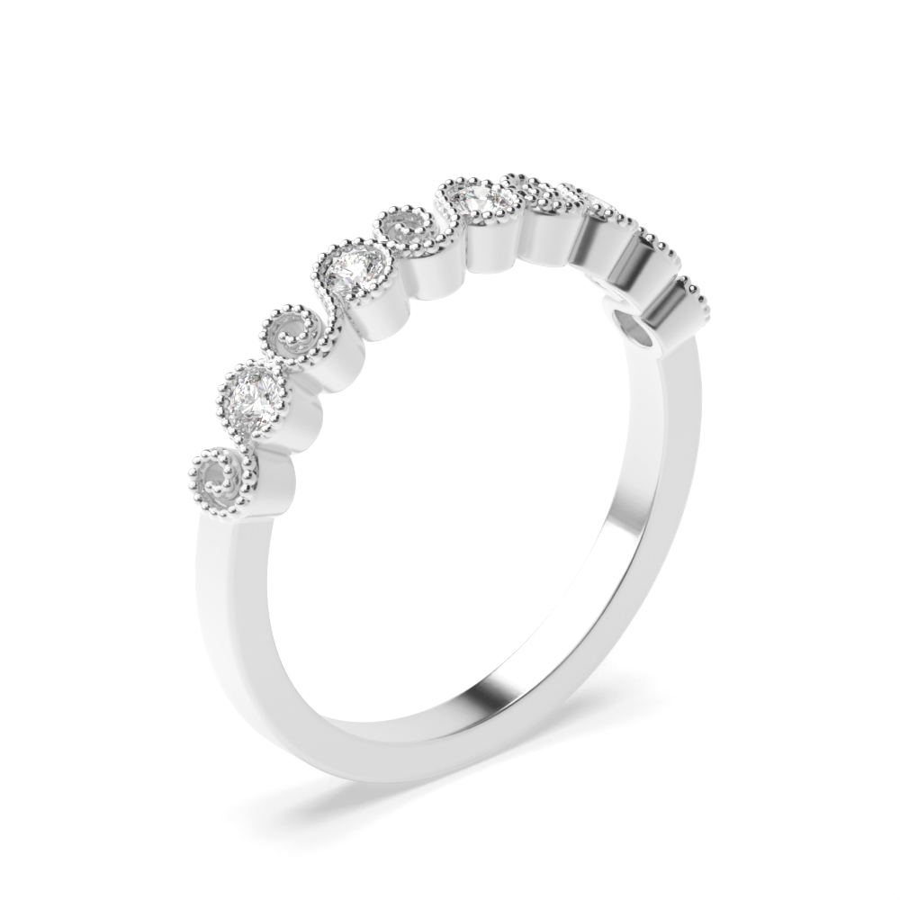 Bezel Setting Round Shape Delicate Stylish Half Diamond Eternity Ring (2.80mm)