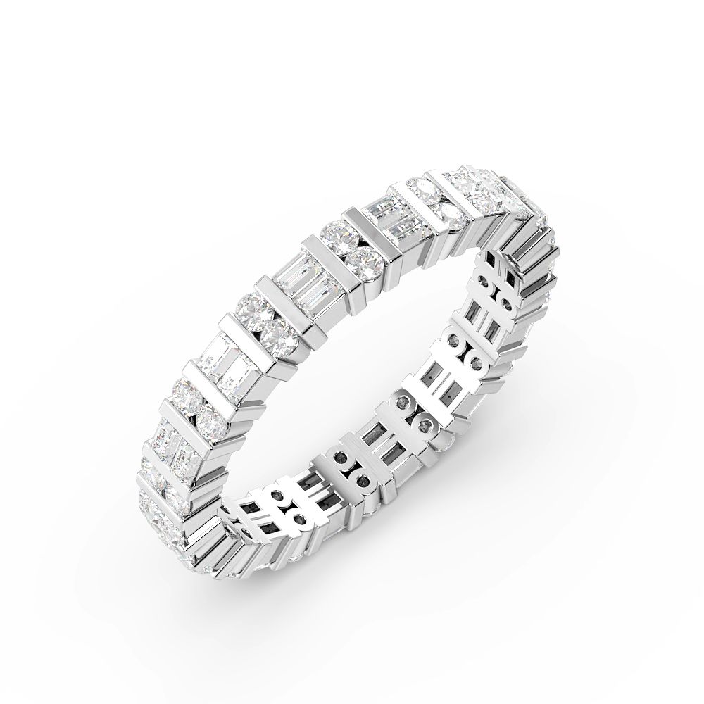 channel setting round and baguette diamond full eternity ring