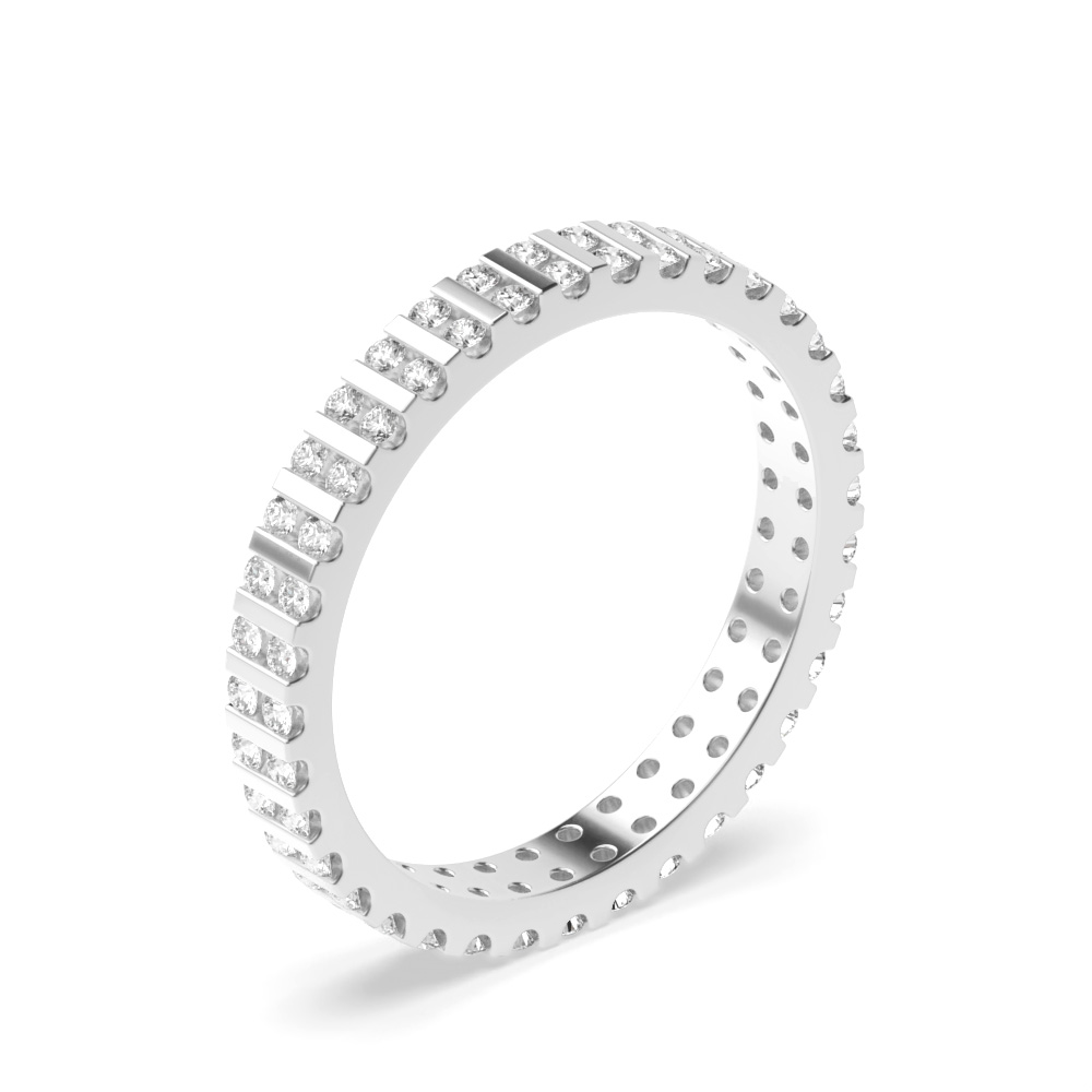 Bar Setting Round Shape 2 Row Full Diamond Eternity Ring