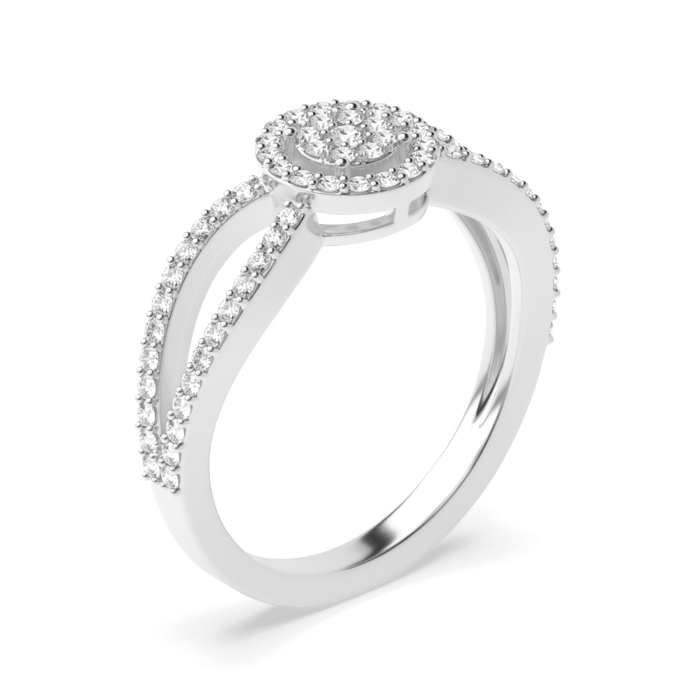prong setting round Moissanite cluster engagement ring