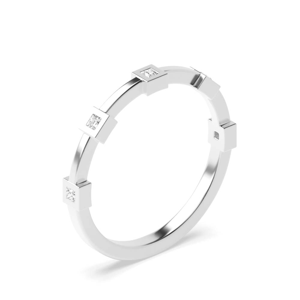 bezel setting princess Lab Grown Diamond half eternity ring
