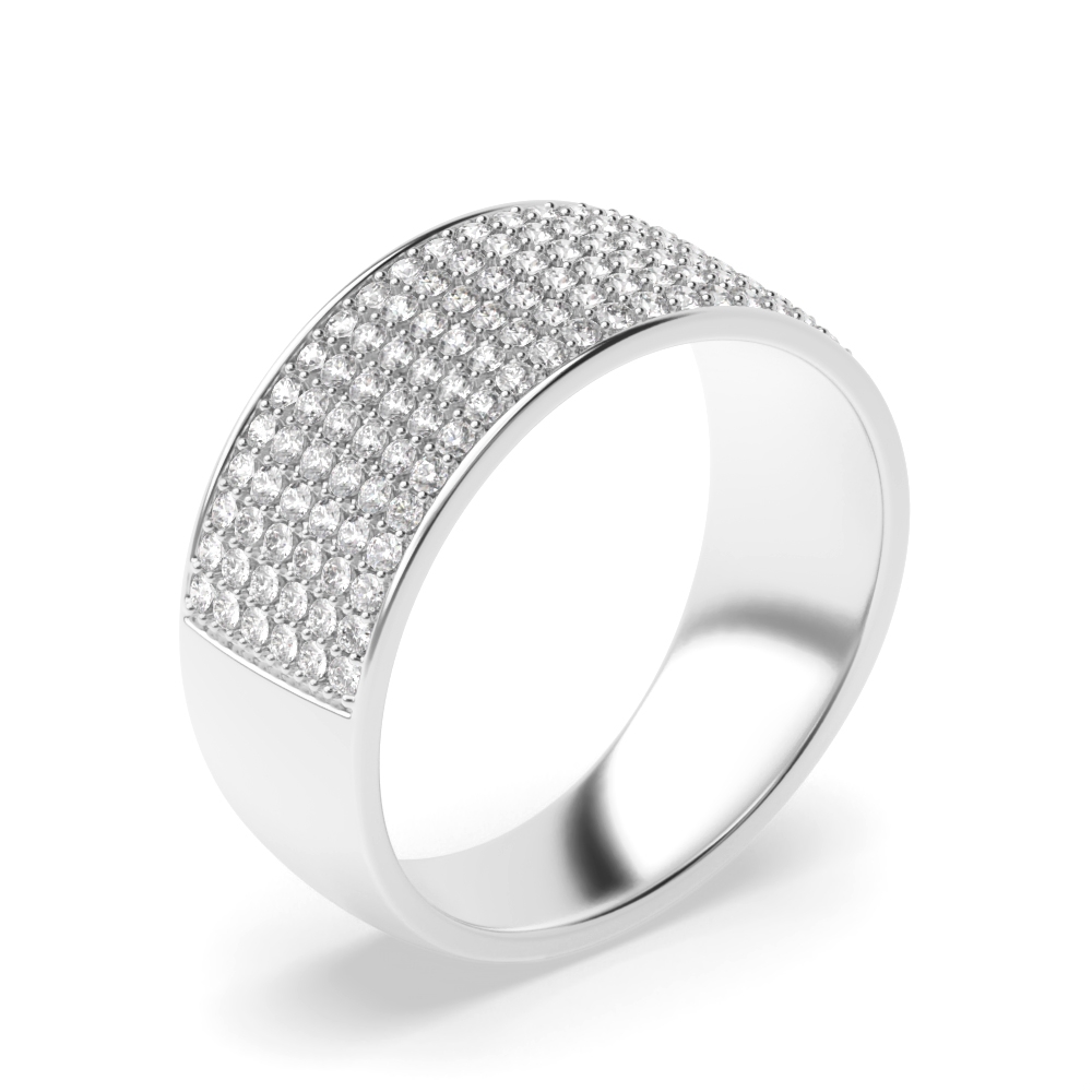 Wide pave setting round Lab Grown Diamond half eternity ring