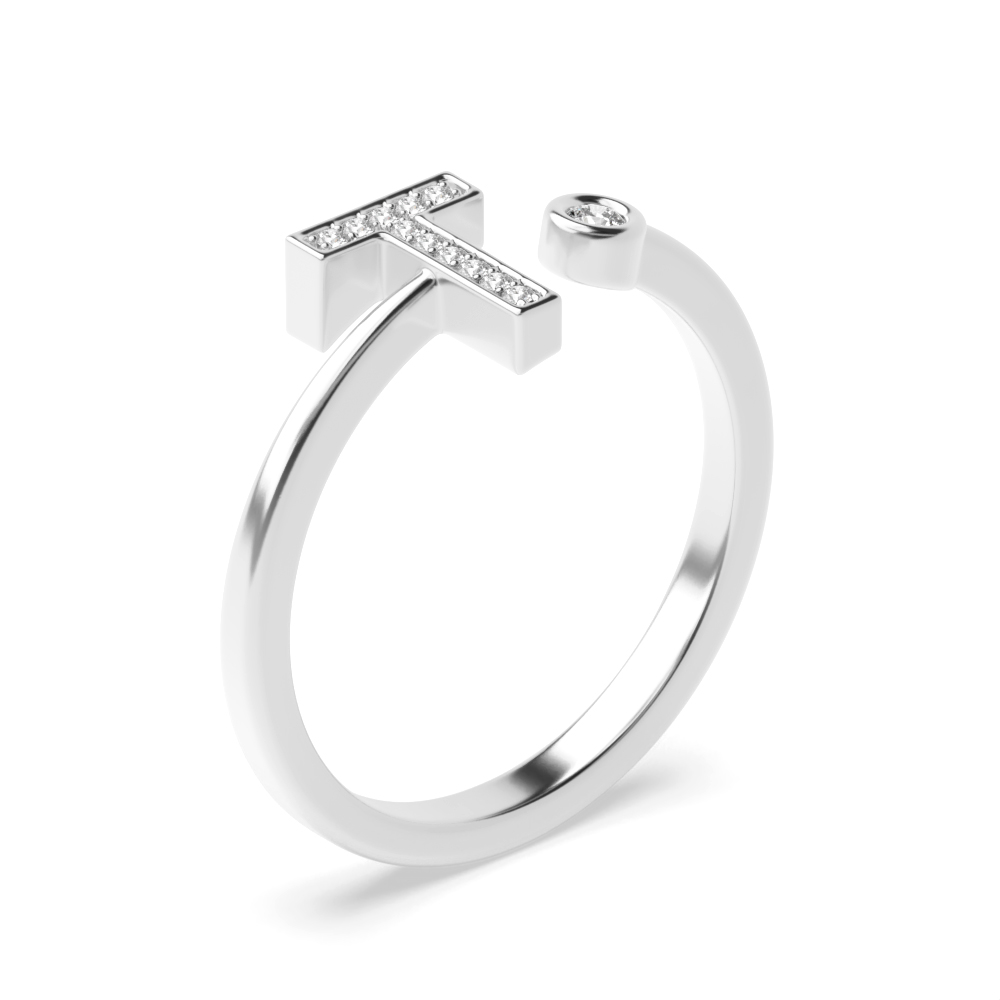 Purchase Alphabet Letter T Initial Lab Grown Diamond Ring - Abelini