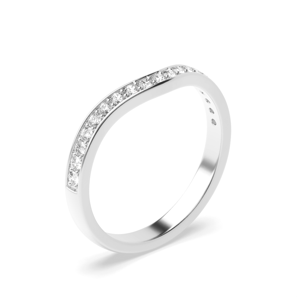 Round Shape Pave Setting Rounded Shaped Diamond Wedding Bands