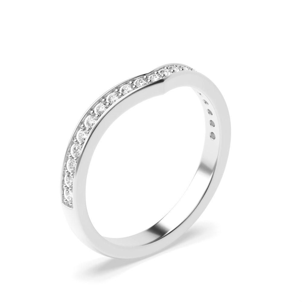 Round Shape Pave Setting V Shaped Wishbone Wedding Band (2.50mm)