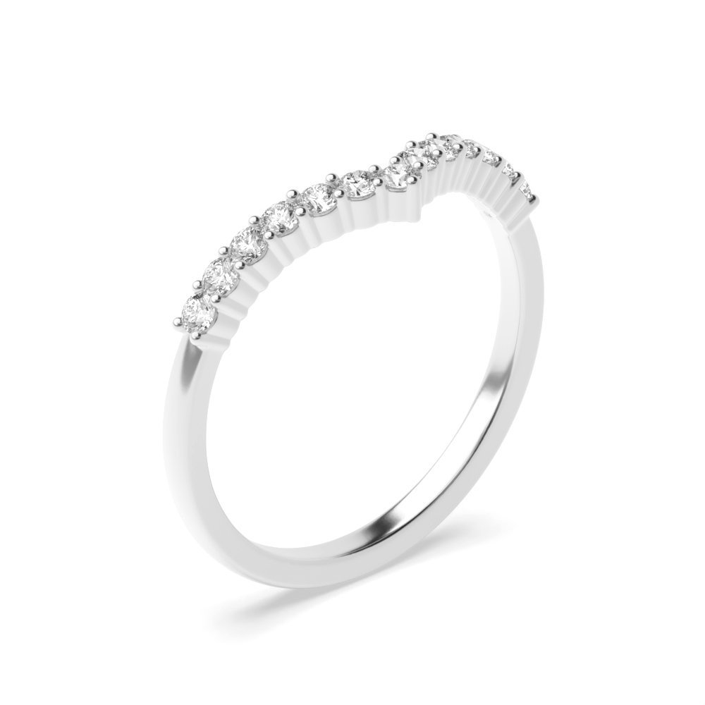 Round Shape 4 Claw Wishbone Half Eternity Wedding Band (2.00mm)