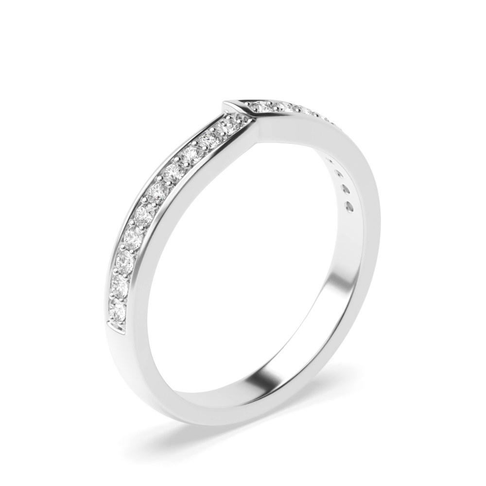 Round Shape Pave Setting V Shaped Wedding Band (2.50mm)