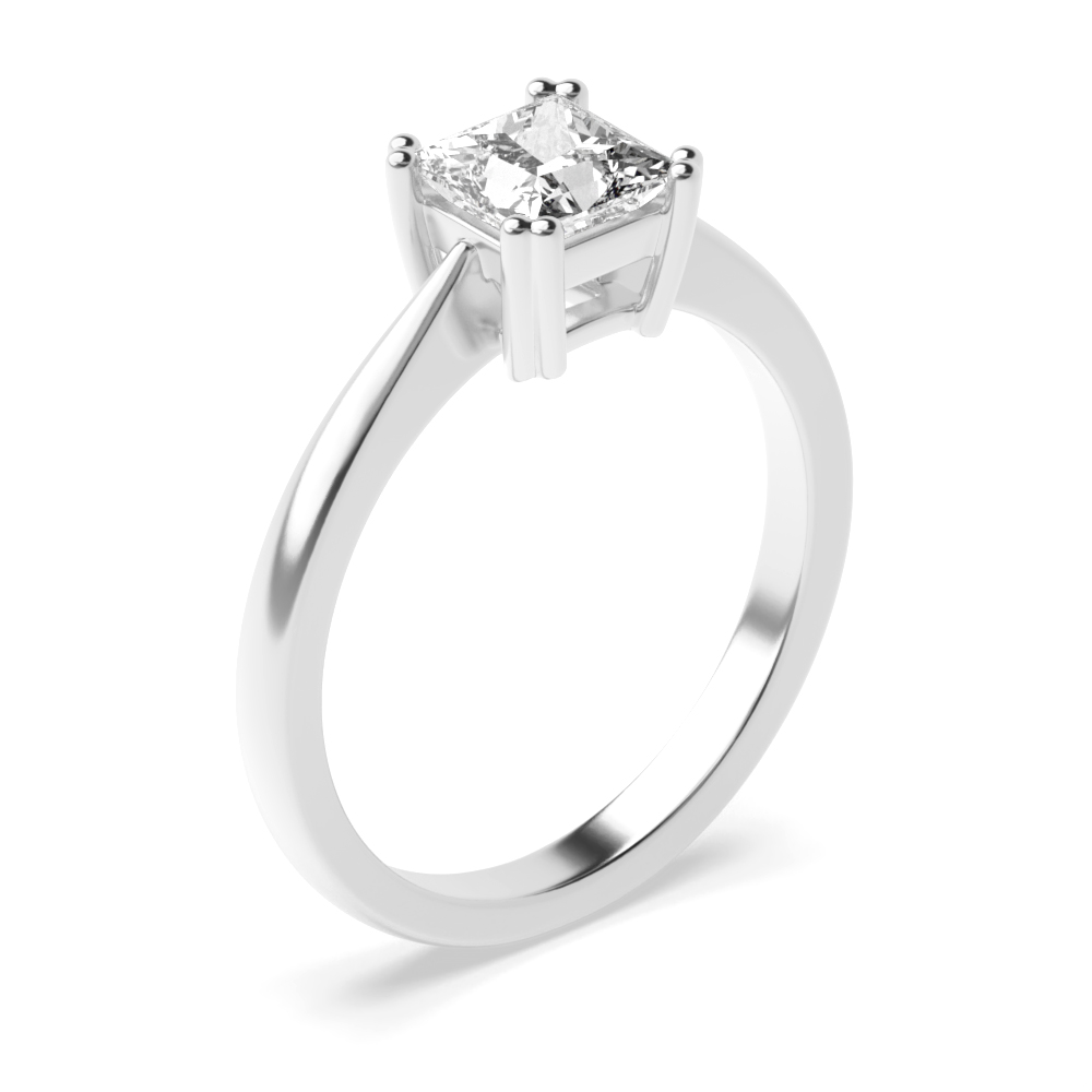 Twin 4 Prong Setting Princess Shape Moissanite Solitaire Ring