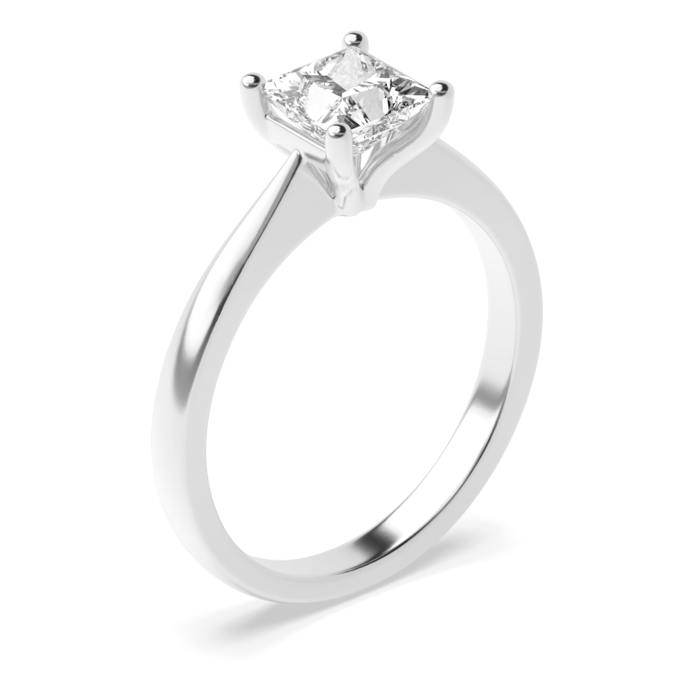 4 Prong Setting Princess Shape Classic Solitaire Ring