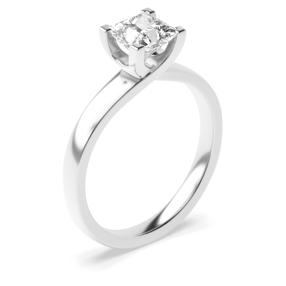 4 Prong Setting Princess Diamond Solitaire Ring | Abelini