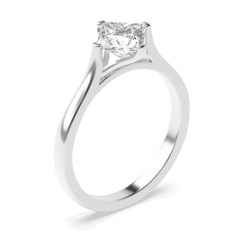 Fancy 4 Prong Setting Princess Shape Moissanite Solitaire Ring