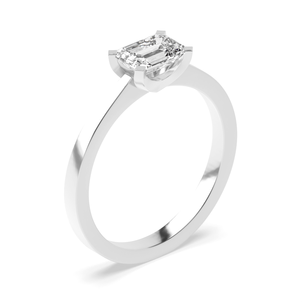 4 prong setting emerald diamond solitaire ring