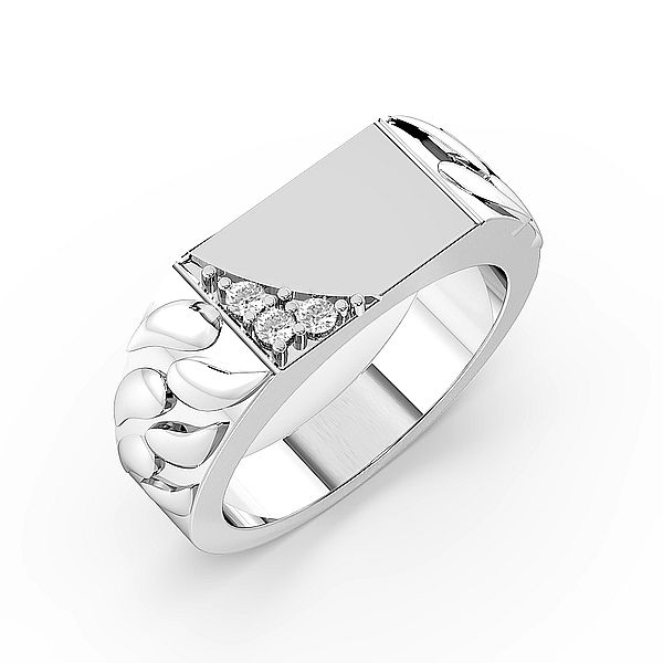 Round Corner Lab Grown Diamond Set Mens Ring (7.0mm)