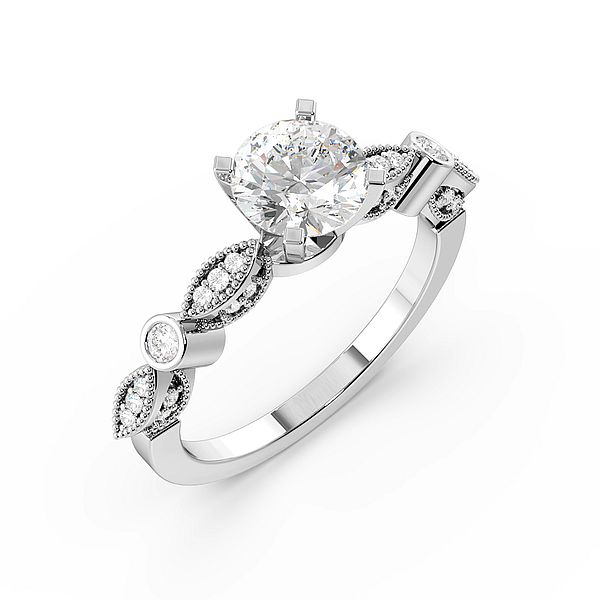 Vintage High Shoulder Side Stone Diamond Engagement Rings